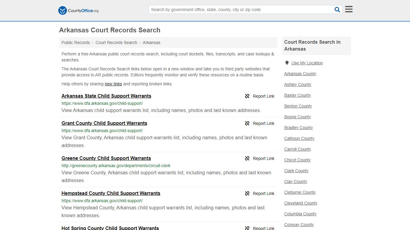 Arkansas Court Records Search - County Office